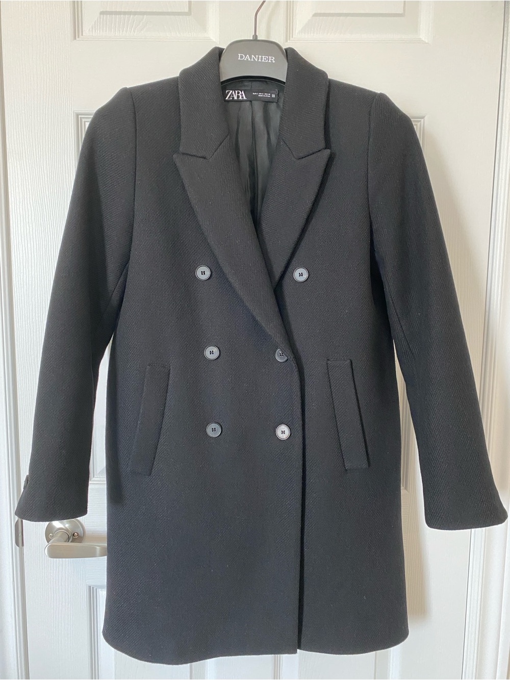 ZARA Black Double-Breasted Pea Coat